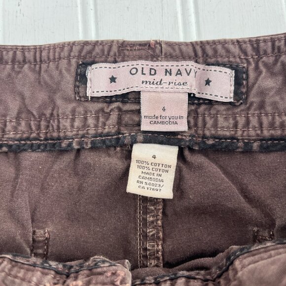 Old Navy Mid-Rise Women's Pants Size 4 Brown Cargo Cropped Y2k - Picture 2 of 5